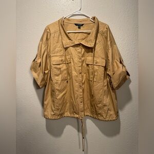 Lauren Ralph Lauren Tan Utility Button Up Top